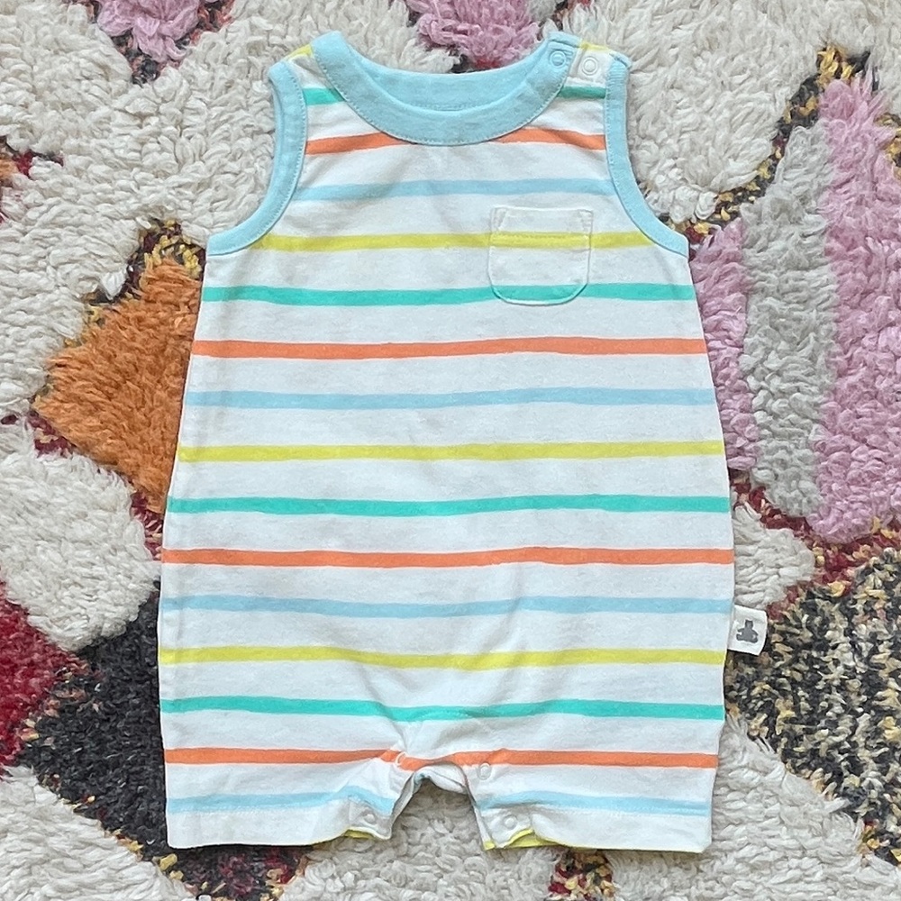 NWOT Baby GAP Multicolor Striped Sleeveless Romper - Size 0-3 Months